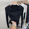 Autumn/winter Knitted T-shirt Women's Pullover Knit Sweater V-neck Polo Shirt Top Knitted Undershirt Women's Stretch Skinny Sweater Undershirt