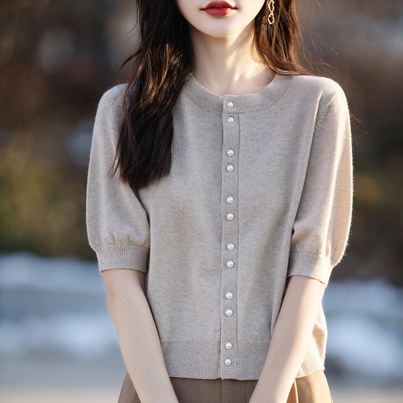 Женский шерстяной вязаный жилет-кардиган на пуговицах с V-образным вырезом, осень 2024 г.