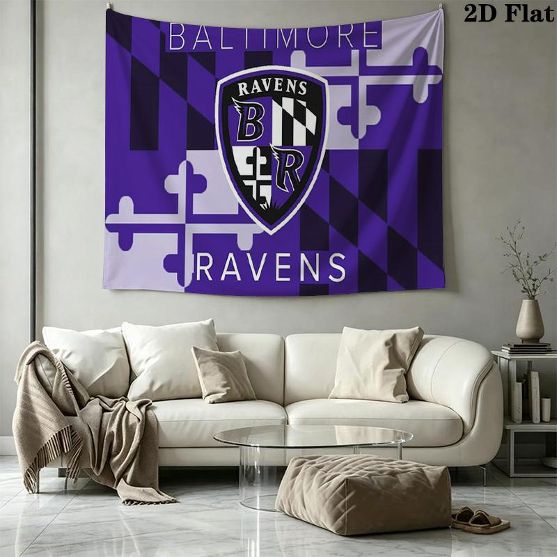 Baltimore Ravens Logo Wall Tapestry Aesthetic Wall Hanging Printed Fabric Blanket Decorative Tapestries for Bedroom Living Room Home Decor