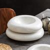 High-end Hotel Restaurant Ceramic Insulation Plate White Irregular Position On the Western Food Cold Dish Plate.