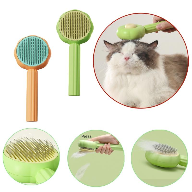 New Sunflower Pet Grooming Brush Self-cleaning, Curved Teeth, And Resin Protection For A Gentle, Spa-like Experience