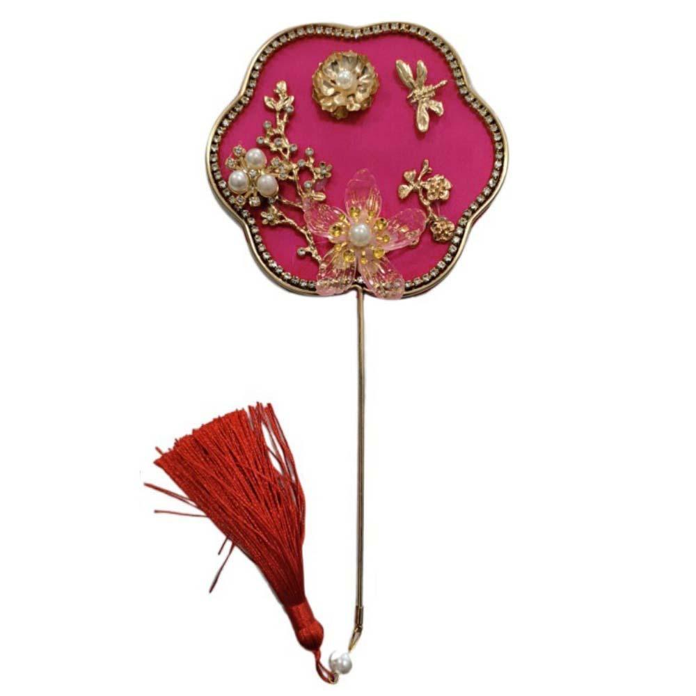 Мини-китайский веер с кисточками и подвеской, китайский шелковый веер для свадебной группы, китайский свадебный веер