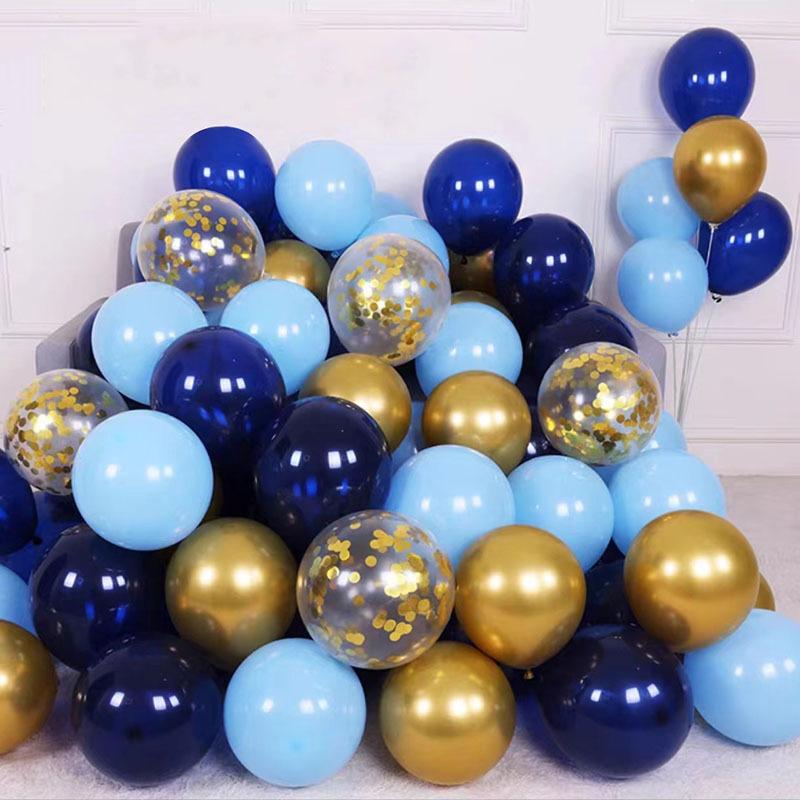 36Pcs Blue Gold Latex Balloons - Perfect for Birthday Wedding Graduation Party Decor High-Quality Thick Latex 5
