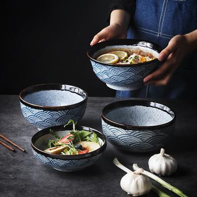 Керамическая миска для риса в японском стиле, миска для рамэна, миска для салата, лапши, супа, ресторанная тарелка для стейка, кухонная посуда, украшение дома