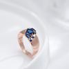 Wide Face Hollow Oval Blue Zircon Smooth Rings Women Fashion Daily Party Accessories