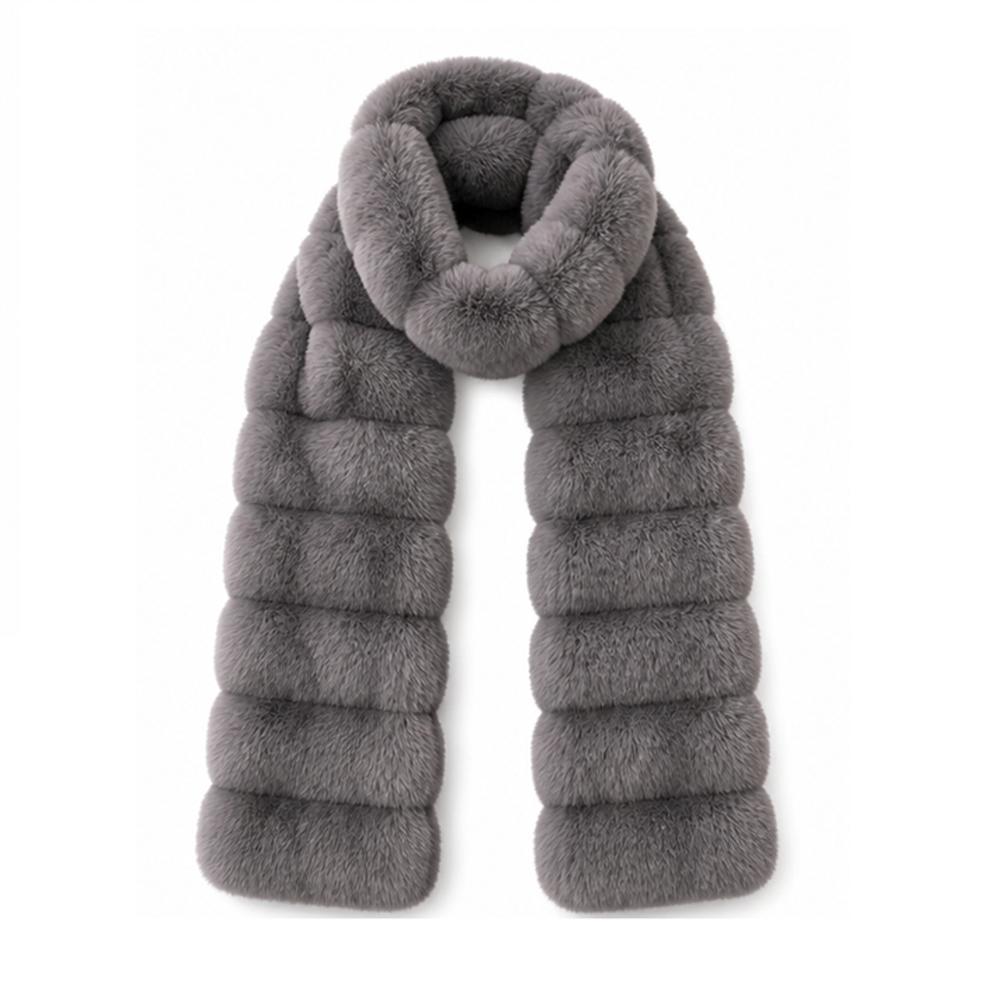 New Wave Texture Faux Fur Scarf Thickened Soft Long Scarf Double-Sided Neckerchief Wrap Women Girl