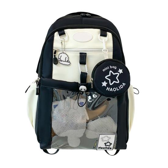 Рюкзак для ноутбука для девочек Водонепроницаемый рюкзак с прозрачным передним карманом Рюкзак большой вместимости с мягкими лямками для школы, улицы, путешествий