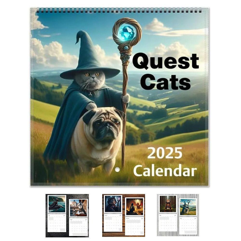 Странный средневековый квест Кошки Месяц Подвесной календарь Веселый планировщик Настенный календарь для семьи, друзей