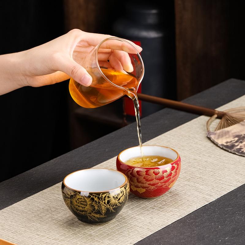 Ru Kiln Crackle Ceramic Vintage Master Single Cup Jilu Kung Fu Large Personal Tea Bowl Factory Direct Sale