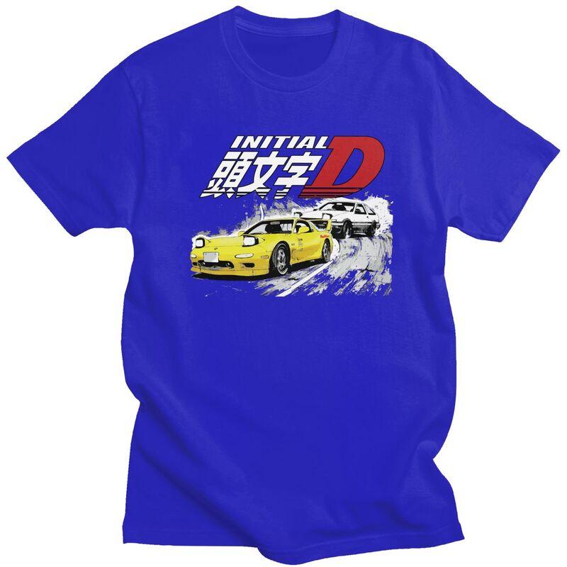 Мужская футболка на заказ Классический Аниме Initial D Дрифт-гонки Повседневная футболка Чистый хлопок Приталенная футболка Подарок