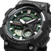 Casio World Time Ana-Digi Quartz Watch AEQ-110W-3A2V Men's Green Sunburst Dial Black