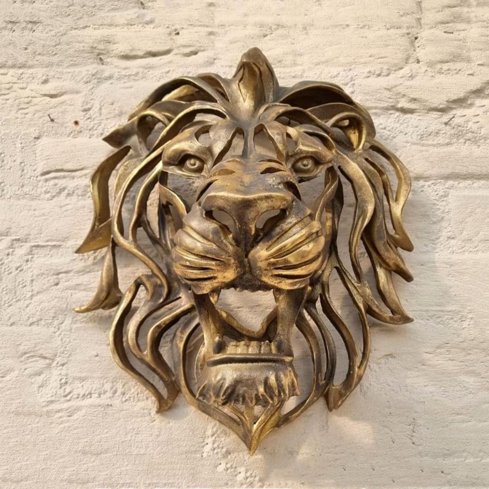 Rare Find Large Lion Head Wall Mounted Art Sculpture Gold Resin Lion Head Art Wall Luxury Decor Kitchen Wall Bedroom Dropshippin