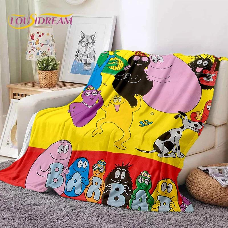 3D Cartoon Les Barbapapa Family Soft Blankets,Keep Warm Throw Blanket Comfortable Blanket for Picnic Beds Sofa Home Bedroom Kids
