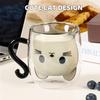 Creative Cute Cat Double-layer Coffee Mug Cartoon Couple Teacup Insulated Glass Mugs With Handle Household Office Drinkware