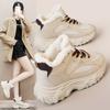ZY7829 Medium Top Shoes Women's New Velvet Outer Wear Solid Color Autumn and Winter Snow Cotton Shoes Casual Sports Thick Sole