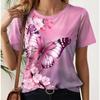 Женская футболка, новый летний узор с 3D-принтом бабочки, модная и сексуальная одежда больших размеров с короткими рукавами для девочек.