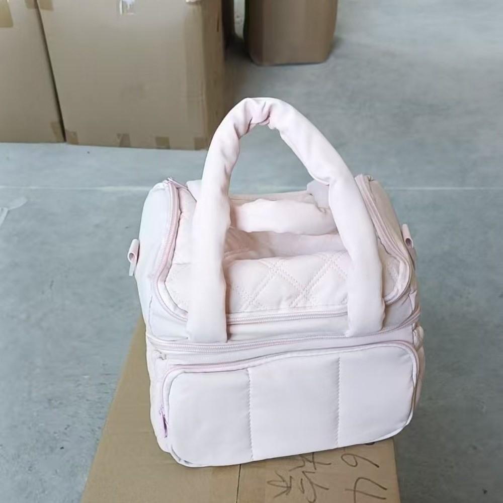 Double Layer Lunch Bag Tumbler Compartment Insulated Bag Handbag Cooler Bag Food Storage