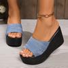 Женские джинсовые тапочки, летние босоножки на танкетке с открытым носком, модные тапочки на платформе, повседневная обувь для отдыха на природе, женские шлепанцы Zapatos De Mujer
