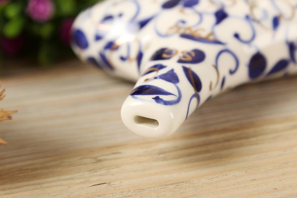 TNG Ocarina музыкальный инструмент роскошная одинарная окарина Wind Wind глазурованная отделка синий цветочный фарфор [сопрано/до-тональность/SC/12 отверстий/белый и синий]