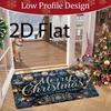 2D Flat Printing Navy Black Golden Christmas Ball Door Mat, Merry Christmas & Happy New Year Golden Letter Non-Slip Floor Mat, Indoor Entrance Anti-Sl