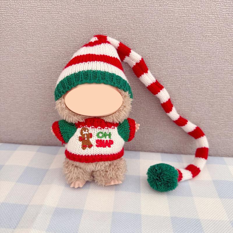 [Cloth Only] 17cm Doll Clothes New Year and Christmas Sweater Set Doll Clothes Set-Handcrafted Crochet Outfit