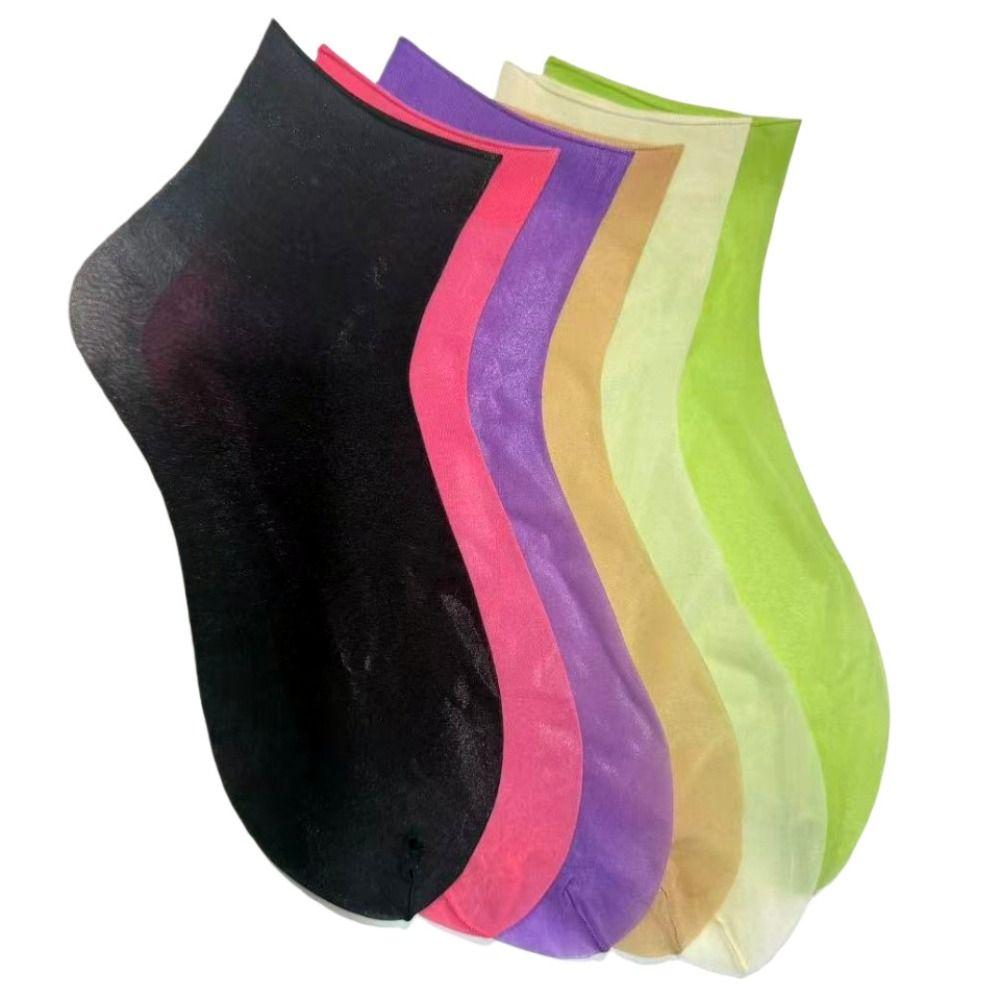 Breathable Satin Shiny Oil Glossy Socks Solid Color Short Socks New Costume Party Socks