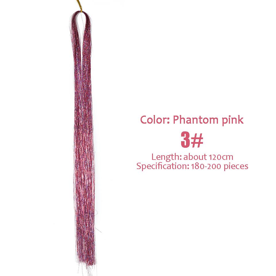 WTB Synthesis Neon Rainbow Sparkle Shiny Hair Tinsel Rainbow Silk Hair Extensions Dazzles Women Hippie for Braiding Headdress