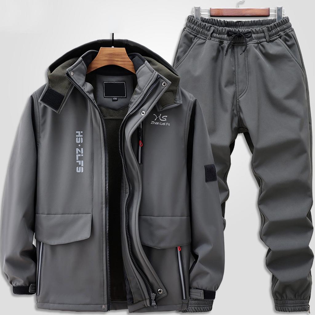 Men's Fleece Jacket Suit Windproof And Waterproof Outdoor Cold Proof Warm Cotton Jacket Thickened Suit