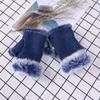 Soft Fingerless Mittens Warm Plush Gloves Winter Rabbit Hair Gloves  Women Girls