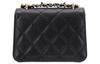 Chanel Woc 23s Мини-аккордеон Подвеска Алмазный узор Кожаная цепочка Зернистая коровья кожа Материал Золотая фурнитура Сумка через плечо Маленький размер Женский стиль Черный