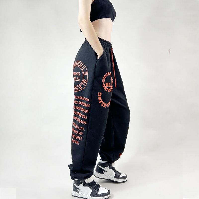 Спортивные штаны с зеленым принтом, женские корейские модные спортивные штаны большого размера, мешковатые широкие брюки в стиле хиппи, уличная одежда