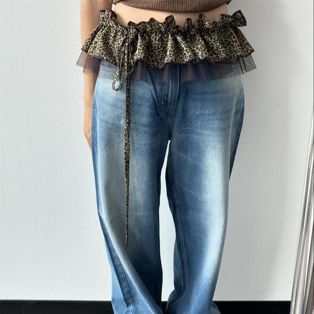 Сладкая юбка-хип-скарф с леопардовым принтом, хип-хоп, многослойные наряды, пояс, аксессуары для талии