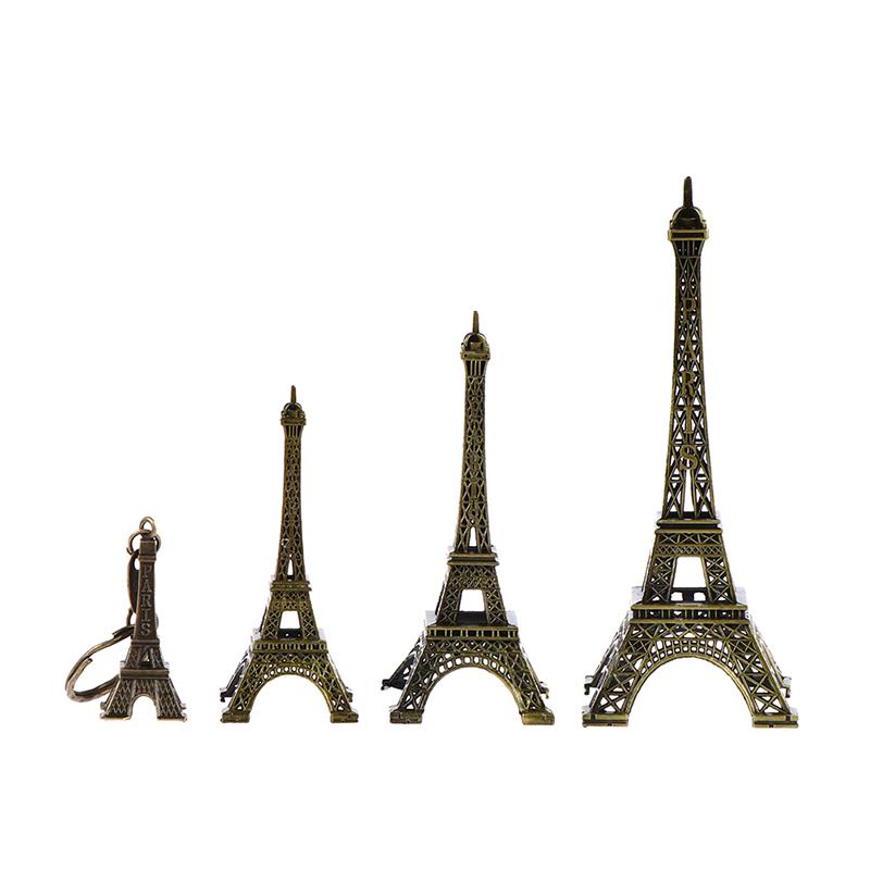 Retro Paris Eiffel Tower Model Home Desk Bronze Metal Statue Figurine Decor
