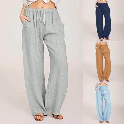 Женские повседневные прямые брюки, однотонные повседневные длинные брюки с карманами