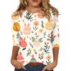 Women's Fashion Loose Casual Seven Sleeve Printed Round Neck Top
