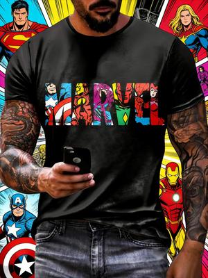 Летняя футболка Disney и Marvel с принтом букв, из чистого хлопка, модная, свободная и удобная, с короткими рукавами, однотонная