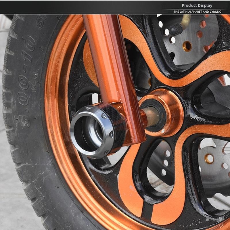 2 Pcs Aluminum Alloy Motorcycle Wheel Slider Protection Cup For E-Scooter For Bike, CNC Crash Pad With Carbon Fiber Accent