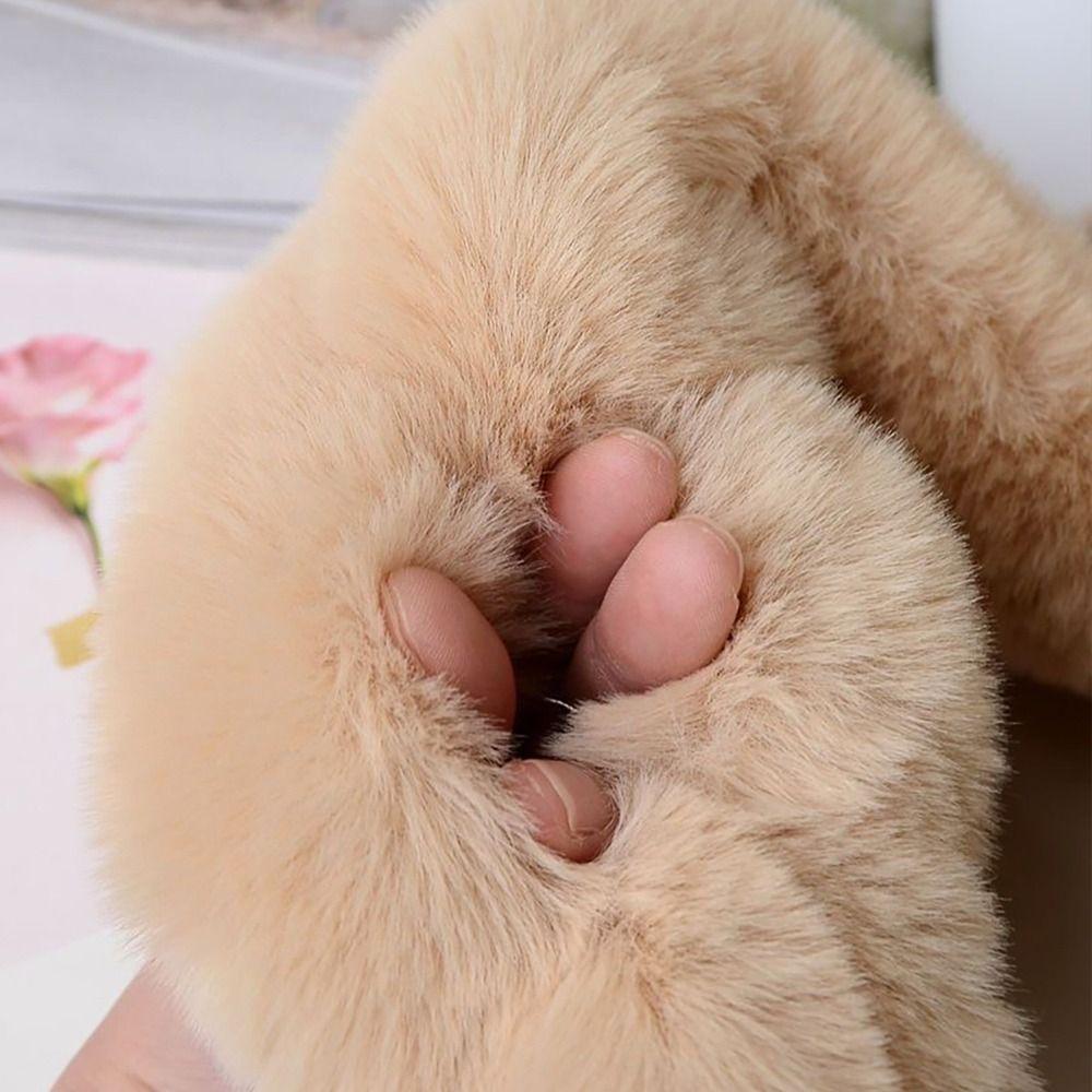 Thicken Neck Scarf Faux Rabbit Fur Plush Neckerchief Wrap Cute Cross Scarf Women