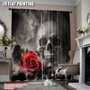 2Pcs Sugar Skull Adult Curtain For Lover Sweetheart Roses Curtains Halloween Curtain Suitable For Living Room Dining Room