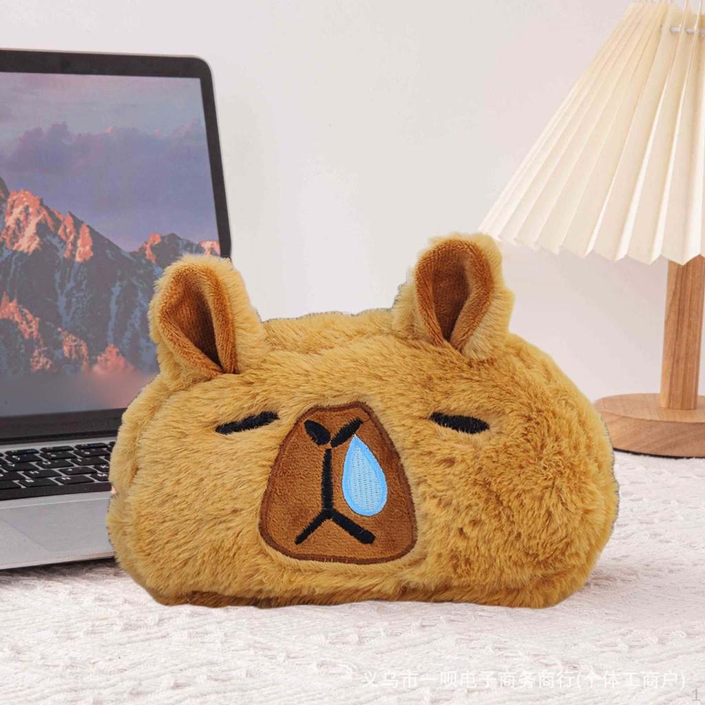 Очаровательный плюшевый пенал в виде капибары — органайзер для канцелярских принадлежностей с милыми животными