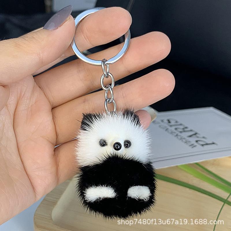 Очаровательный плюшевый брелок из меха красной панды - симпатичная подвеска на сумку и небольшой подарок