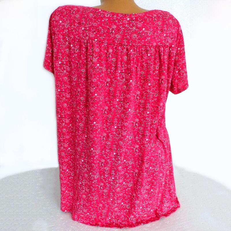 2022 Летняя свободная женская футболка с коротким рукавом и V-образным вырезом с принтом