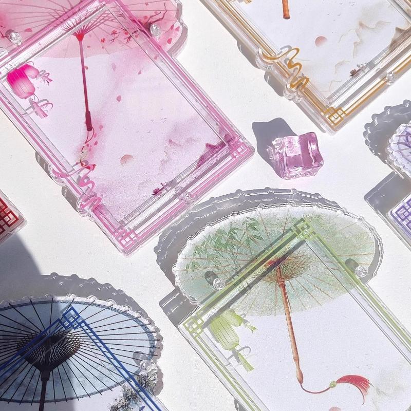 Retro Umbrella Acrylic Photo Frame Colorful Card Holder 3 Inch Anime Photocard Display Chinese Style Card Binder Wholesales 2025