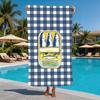 Sardines Can Beach Towel with Colorful Seafood Motif for Coastal Style for Summer Beach Trips