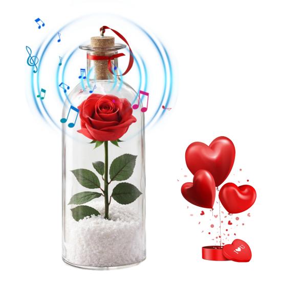 1/2/3 шт. Записываемый голосовой цветок-роза с воспроизведением, пробка, прозрачная стеклянная бутылка для голосовых сообщений с розой внутри, декор для фестиваля, праздничный сувенир, подарок