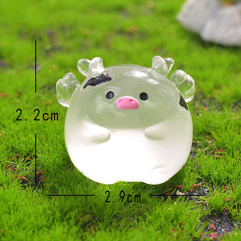 Figurine Luminous Miniature Funny Ghost Pig Rabbit Animals Micro Landscape Ornaments For Halloween Decorations Home Desk Decor