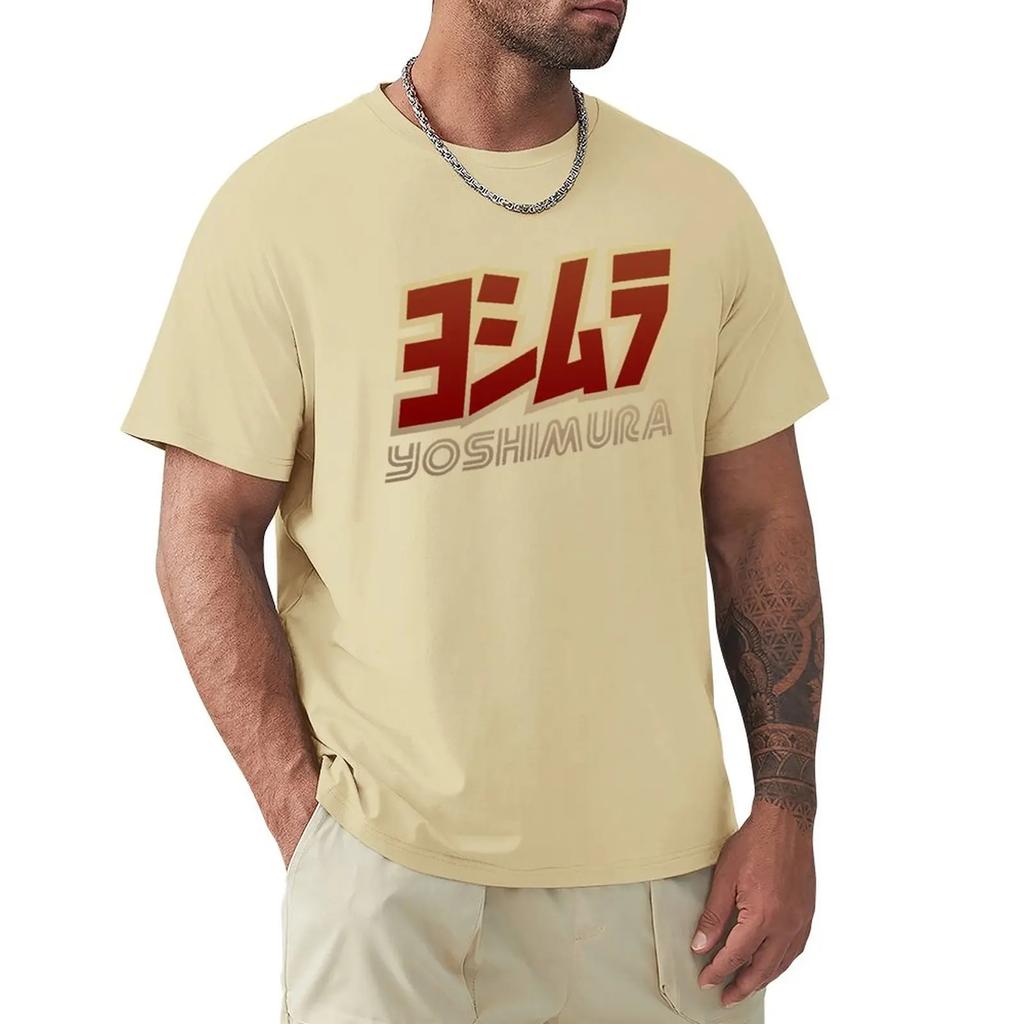 Модная футболка Yoshimura, короткая, аниме-одежда, свободная футболка, тяжелая, с коротким рукавом, мужская, Harajuku, графические футболки, аниме-одежда