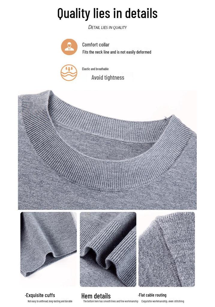 Men's Slim Fit Short-Sleeve Knitwear Versatile Half-High Neck Base Layer for Business Casual