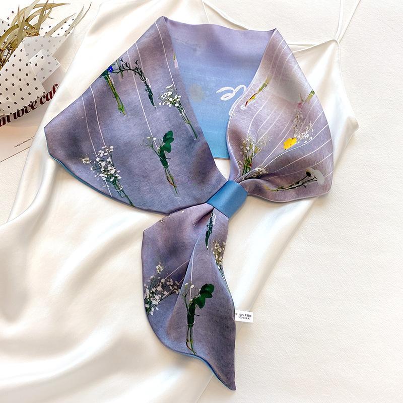 Silk Scarf for Women In Spring and Autumn New Style Clothing Decoration Scarf Headband Tie Laces with Autumn and Winter Warmth