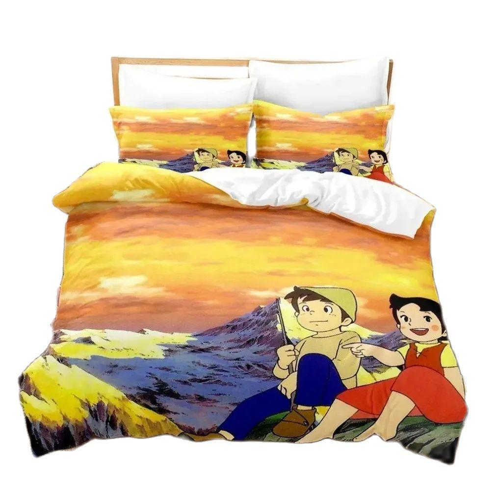 Постельный комплект «Альпы», Постельный комплект «Хайди» Односпальный Полуторный Двуспальный Кинг-сайз, Пододеяльник с мультяшным принтом, Украшение для спальни